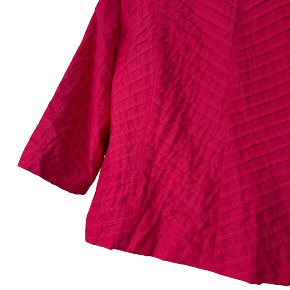 Chico's 100% Cotton Pleated Boxy 3/4 Sleeve Vibrant Pink Jacket Size 2 Large - Picture 10 of 12